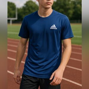 Adidas Blue Aeroready Training Tee Men’s Medium • Lightweight Performance
